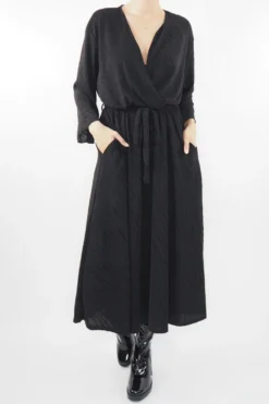 Laundry B Belladonna Lurex Wave Wrap Dress Black *