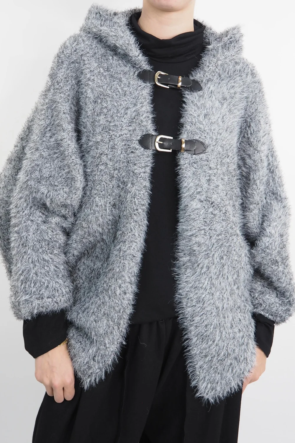 Laundry B Chenille Hooded Buckle Bomber Jacket Slate 4 Laundry B Chenille Hooded Buckle Bomber Jacket Slate - Image 2