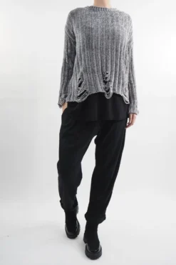 Laundry B Cobain Ladder Knit Top Steel