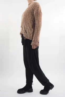 Laundry B Cobain Ladder Knit Top Caramac -VogueCurve Store laundry b cobain ladder knit tan03.jpg