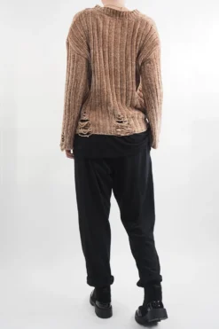 Laundry B Cobain Ladder Knit Top Caramac -VogueCurve Store laundry b cobain ladder knit tan04.jpg