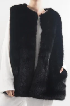 Laundry B Courchevel Faux Fur Gilet Black
