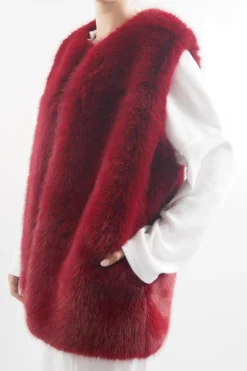 Laundry B Courchevel Faux Fur Gilet Bordeaux -VogueCurve Store laundry b courchevel faux fur gilet bordeaux11.jpg