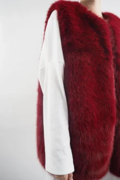 Laundry B Courchevel Faux Fur Gilet Bordeaux -VogueCurve Store laundry b courchevel faux fur gilet bordeaux16.jpg