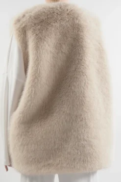 Laundry B Courchevel Faux Fur Gilet Stone -VogueCurve Store laundry b courchevel faux fur gilet stone13.jpg