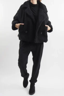 Laundry B Mara Teddy Bear Jacket Black