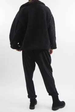 Laundry B Mara Teddy Bear Jacket Black -VogueCurve Store laundry b mara teddy bear jacket black 4.jpg