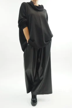 Laundry B Moxie Wide Leg Trousers Black -VogueCurve Store laundry b moxie leather look wide leg trousers black02.jpg