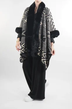 Laundry B Navajo Faux Fur Jacket Black -VogueCurve Store laundry b navajo faux fur jacket black 2.jpg