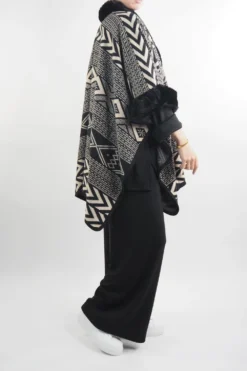 Laundry B Navajo Faux Fur Jacket Black -VogueCurve Store laundry b navajo faux fur jacket black 3.jpg