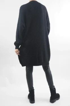 Laundry B Retro Wave Longline Knit Top Black -VogueCurve Store laundry b retro wave longline knit black03.jpg