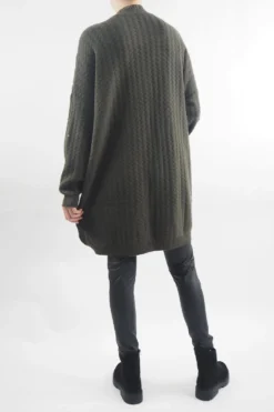 Laundry B Retro Wave Longline Knit Top Deep Khaki -VogueCurve Store laundry b retro wave longline knit deep khaki03.jpg