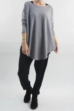 Laundry B Scoopy Knit Top Grey Marl
