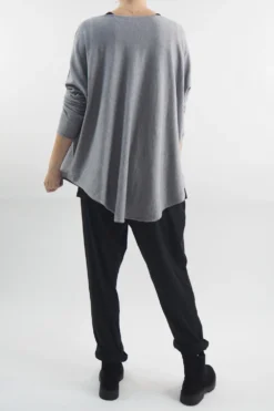 Laundry B Scoopy Knit Top Grey Marl -VogueCurve Store laundry b scoopy knit grey marl2003.jpg