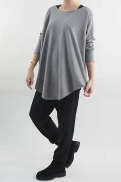 Laundry B Scoopy Knit Top Grey Marl -VogueCurve Store laundry b scoopy knit grey marl2004.jpg