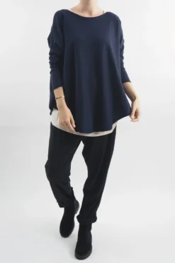 Laundry B Scoopy Knit Top Navy