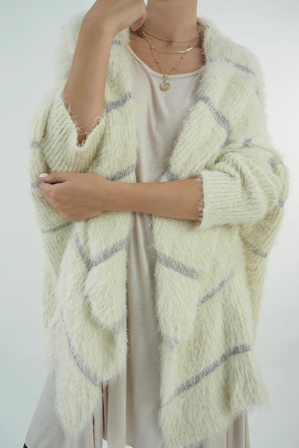 Laundry B Aspen 80s Knit Jacket Silver Ecru 3 Laundry B Aspen 80s Knit Jacket Silver Ecru