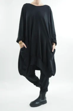 Made In Italy Apres Dip Side Bubble Tunic Black -VogueCurve Store made in italy apres dip side bubble tunic black04.jpg