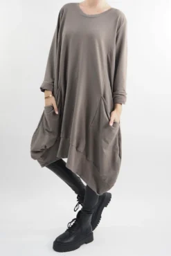 Made In Italy Apres Dip Side Bubble Tunic Earth -VogueCurve Store made in italy apres dip side bubble tunic earth204.jpg