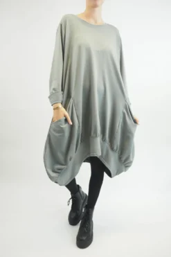 Made In Italy Apres Dip Side Bubble Tunic Steel