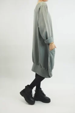 Made In Italy Apres Dip Side Bubble Tunic Steel -VogueCurve Store made in italy apres dip side bubble tunic steel 3.jpg