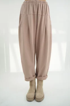 Made In Italy Apres Flat Front Pleat Jogger Antique Rose