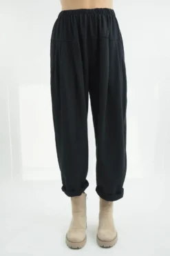 Made In Italy Apres Flat Front Pleat Jogger Black /