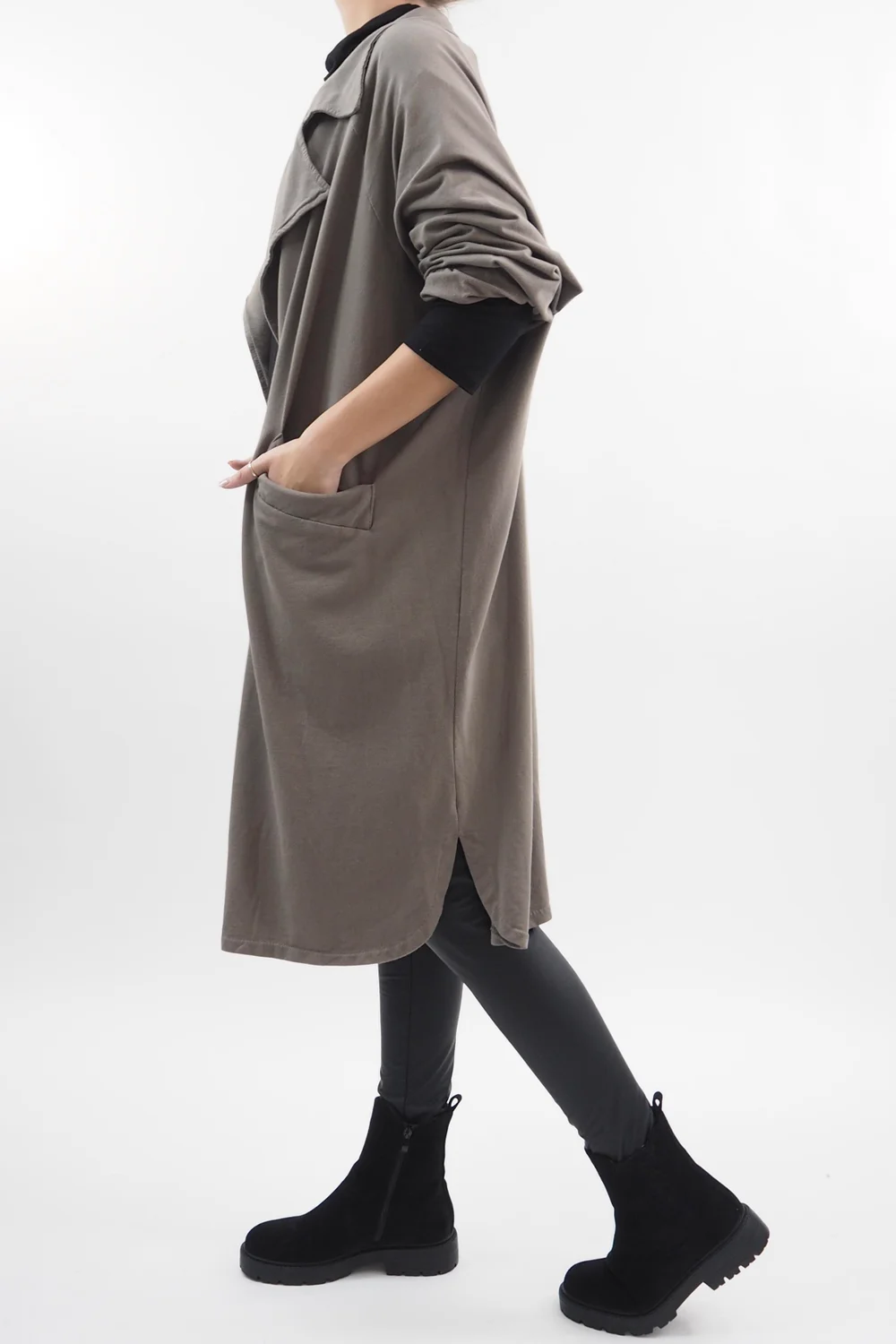 Made In Italy Apres Longline Relaxed Blazer Earth 5 Made In Italy Apres Longline Relaxed Blazer Earth - Image 3