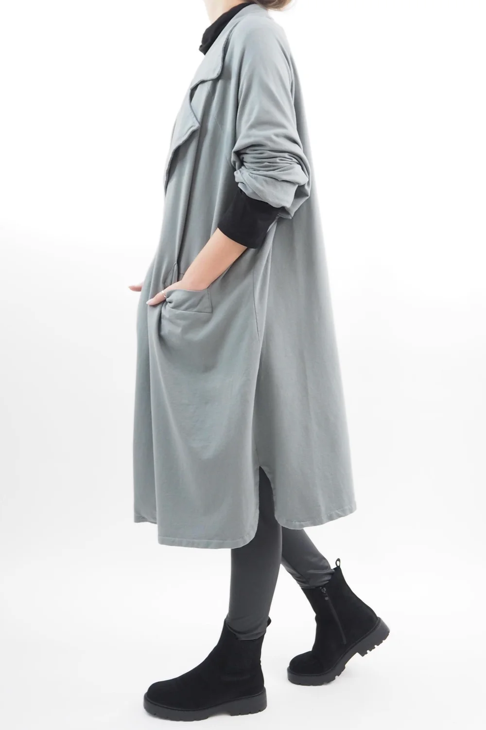 Made In Italy Apres Longline Relaxed Blazer Steel 5 Made In Italy Apres Longline Relaxed Blazer Steel - Image 3