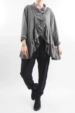 Made In Italy Apres Ruffle Jacket Khaki