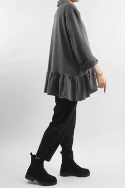 Made In Italy Apres Ruffle Jacket Khaki -VogueCurve Store made in italy apres ruffle jacket khaki203.jpg