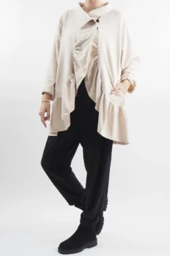 Made In Italy Apres Ruffle Jacket Stone -VogueCurve Store made in italy apres ruffle jacket stone202.jpg