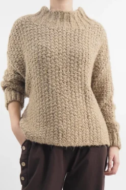 Made In Italy Arlo Basket Knit Top Toast