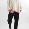 Made In Italy Arlo Oversized Blanket Stitch Knit Top Ecru -VogueCurve Store made in italy arlo oversized contrast knit ecru 1.jpg