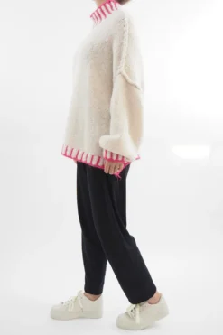 Made In Italy Arlo Oversized Blanket Stitch Knit Top Ecru -VogueCurve Store made in italy arlo oversized contrast knit ecru 3.jpg