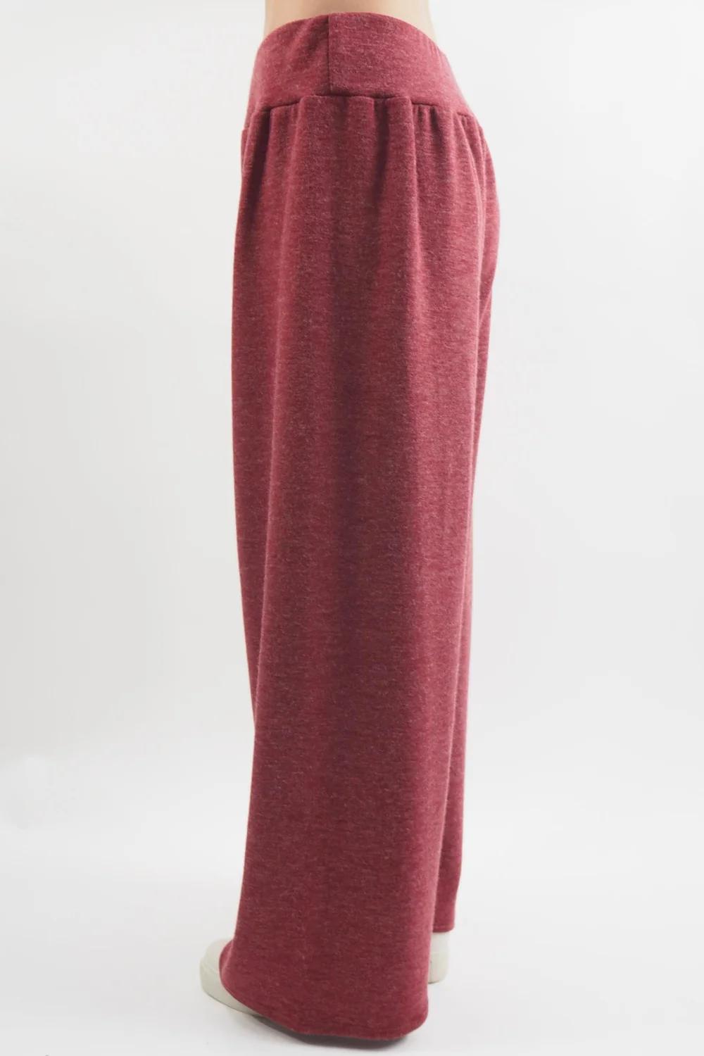 Made In Italy Belgravia Pull On Stretch Wide Leg Trouser Cranberry Marl 6 Made In Italy Belgravia Pull On Stretch Wide Leg Trouser Cranberry Marl - Image 4