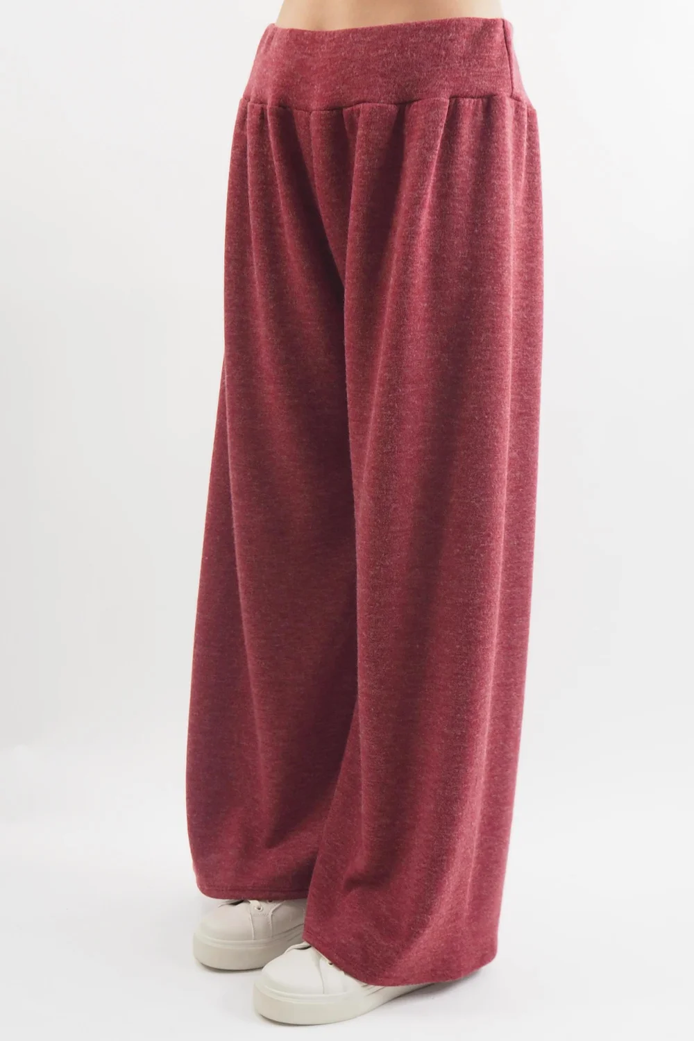 Made In Italy Belgravia Pull On Stretch Wide Leg Trouser Cranberry Marl 5 Made In Italy Belgravia Pull On Stretch Wide Leg Trouser Cranberry Marl - Image 3