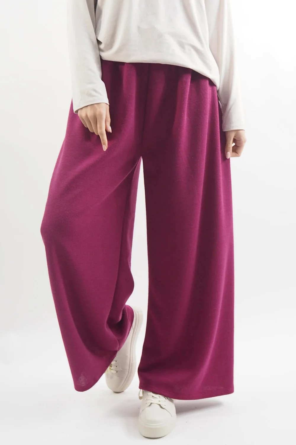Made In Italy Belgravia Pull On Stretch Wide Leg Trouser Magenta / 5 Made In Italy Belgravia Pull On Stretch Wide Leg Trouser Magenta / - Image 3