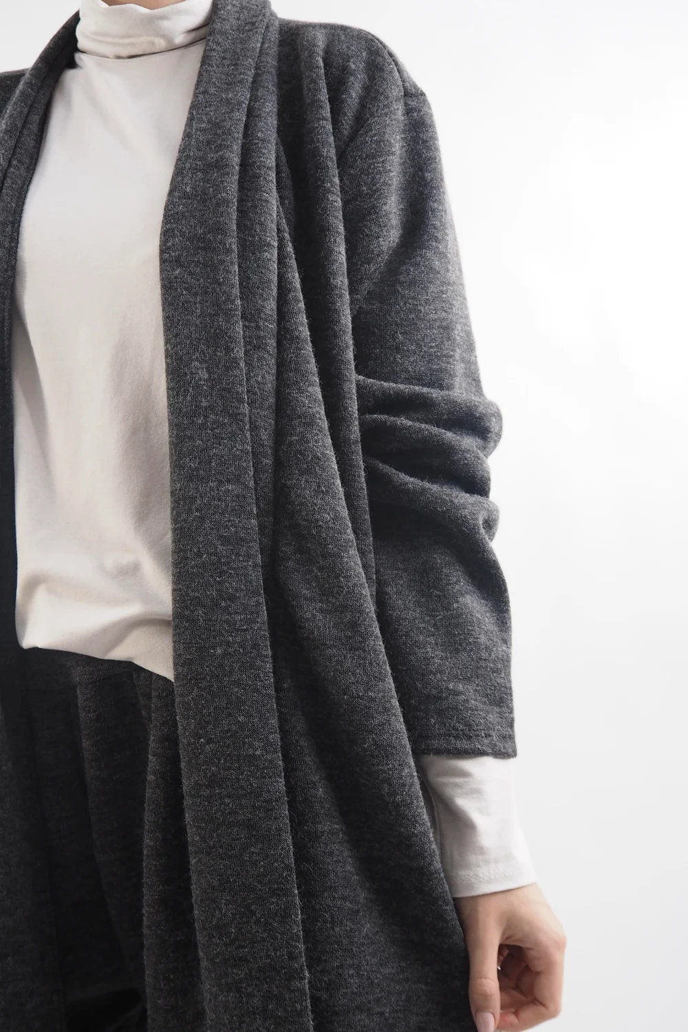 Made In Italy Belgravia Stretch Duster Jacket Charcoal Marl 4 Made In Italy Belgravia Stretch Duster Jacket Charcoal Marl - Image 2