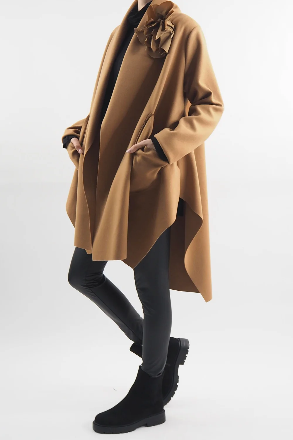 Made In Italy Belgravia Waterfall Swing Jacket Camel 4 Made In Italy Belgravia Waterfall Swing Jacket Camel - Image 2