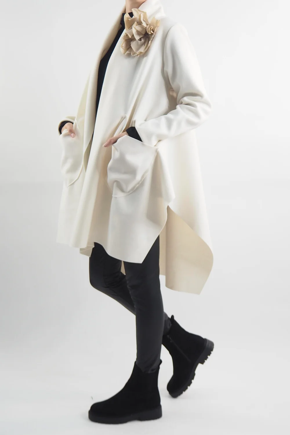 Made In Italy Belgravia Waterfall Swing Jacket Ecru 4 Made In Italy Belgravia Waterfall Swing Jacket Ecru - Image 2