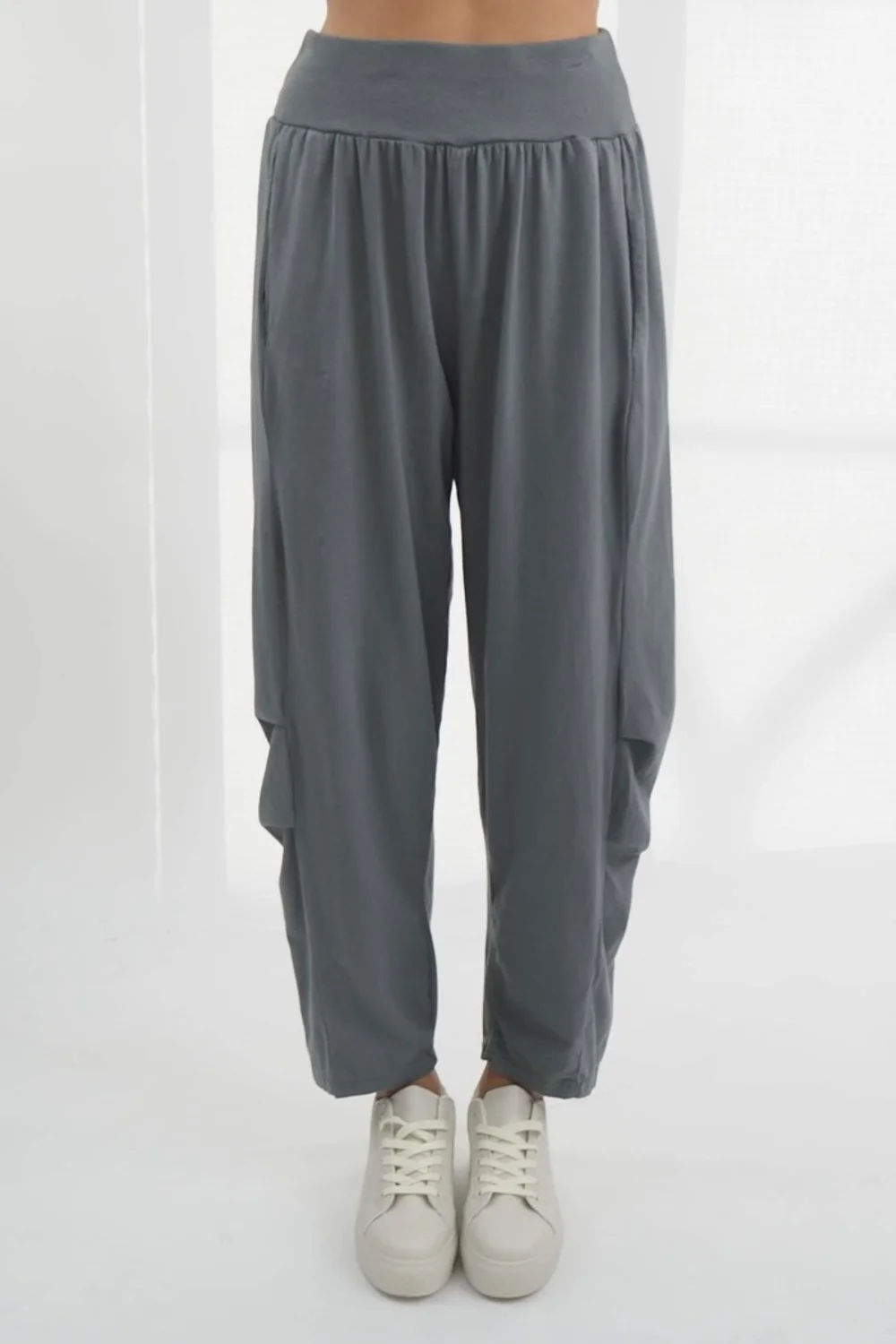 Made In Italy Bodhi Tuck Cocoon Pant Steel 3 Made In Italy Bodhi Tuck Cocoon Pant Steel