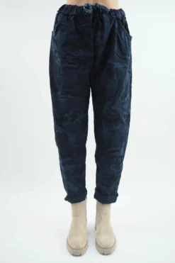 Made In Italy Camo Classic Magic Trouser Navy -VogueCurve Store made in italy camo classic magic trouser navy02.jpg