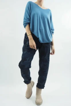 Made In Italy Camo Classic Magic Trouser Navy -VogueCurve Store made in italy camo classic magic trouser navy05.jpg