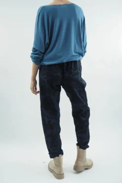 Made In Italy Camo Classic Magic Trouser Navy -VogueCurve Store made in italy camo classic magic trouser navy07.jpg