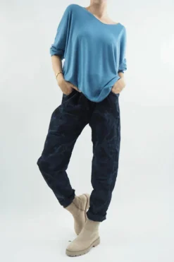 Made In Italy Camo Classic Magic Trouser Navy -VogueCurve Store made in italy camo classic magic trouser navy08.jpg