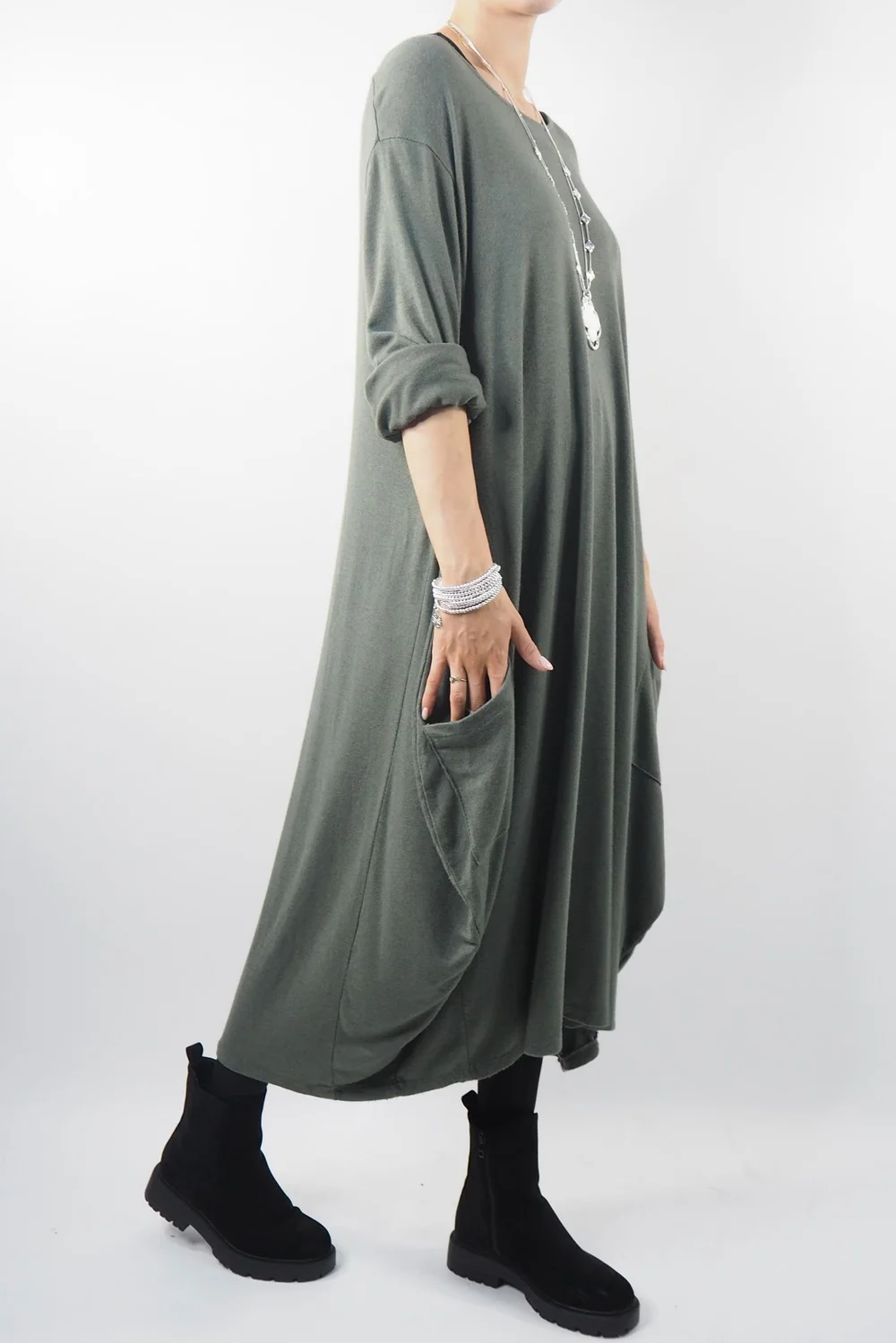 Made In Italy Chalet Classic Cocoon Knit Dress Bonsai Green 4 Made In Italy Chalet Classic Cocoon Knit Dress Bonsai Green - Image 2