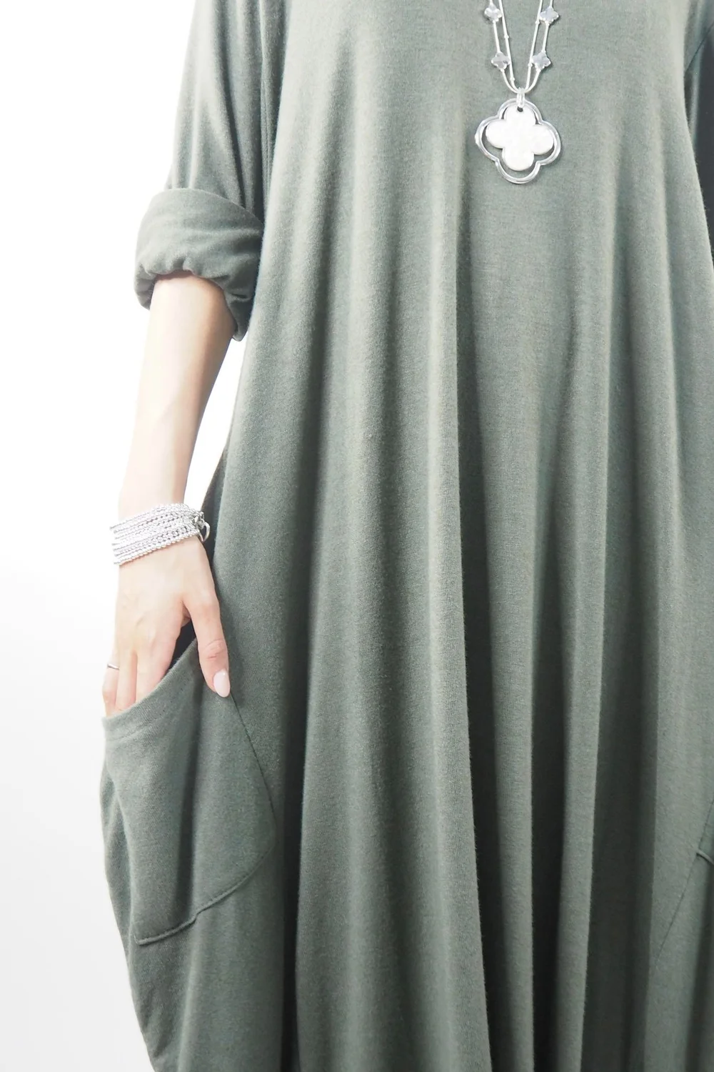 Made In Italy Chalet Classic Cocoon Knit Dress Bonsai Green 5 Made In Italy Chalet Classic Cocoon Knit Dress Bonsai Green - Image 3