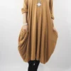 Made In Italy Chalet Classic Cocoon Knit Dress Camel Brown