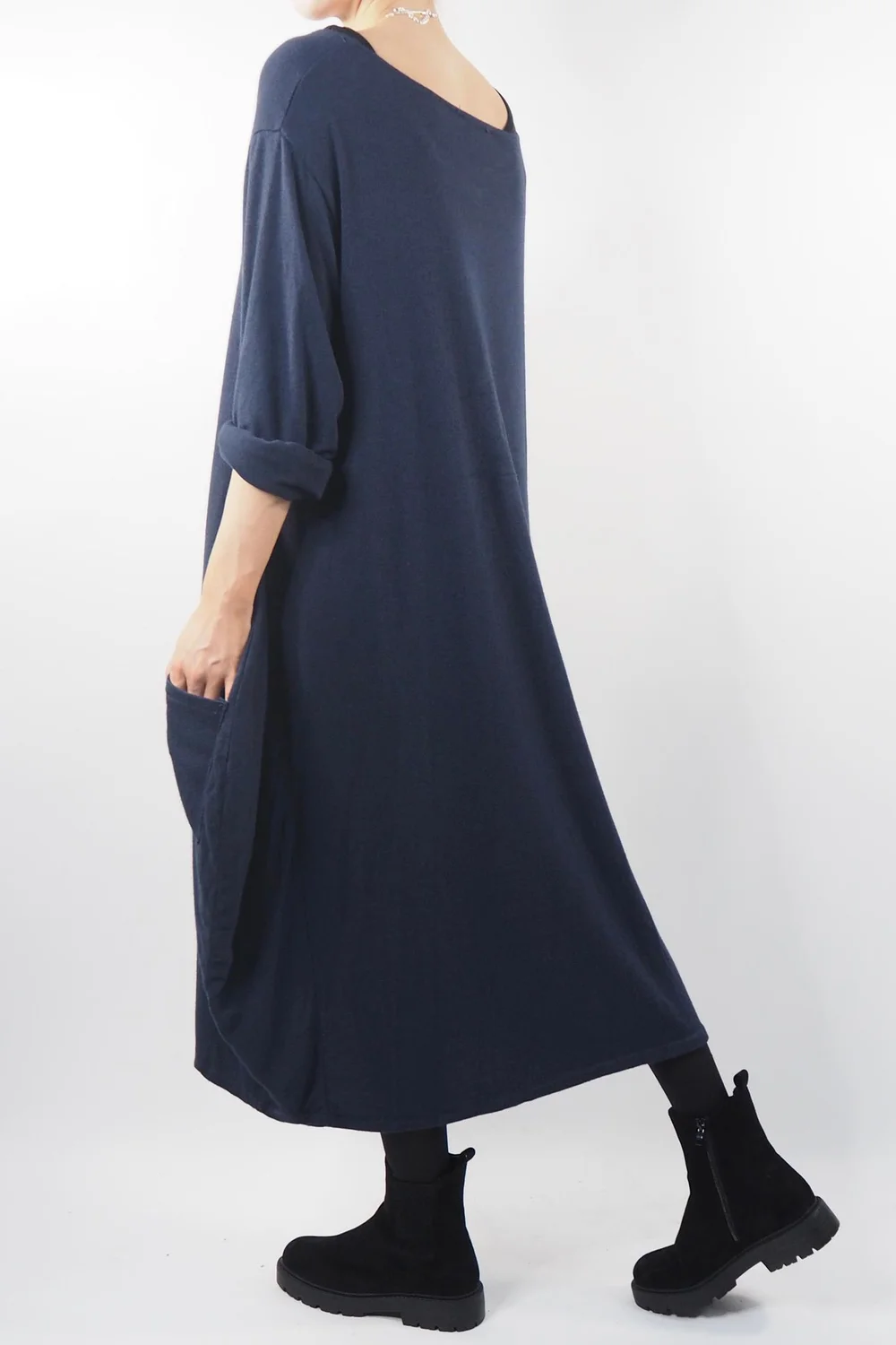 Made In Italy Chalet Classic Cocoon Knit Dress Ink Blue 5 Made In Italy Chalet Classic Cocoon Knit Dress Ink Blue - Image 3